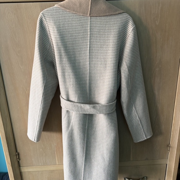 ELIE TAHARI Wool Mini Houndstooth Oversized Collar Belted Wrap Coat - Picture 5 of 5